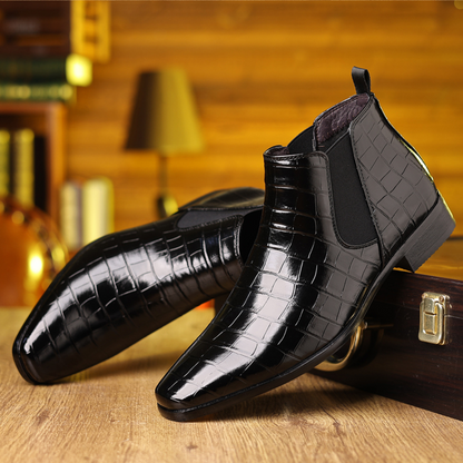 Men's Croc-Embossed Chelsea Boots