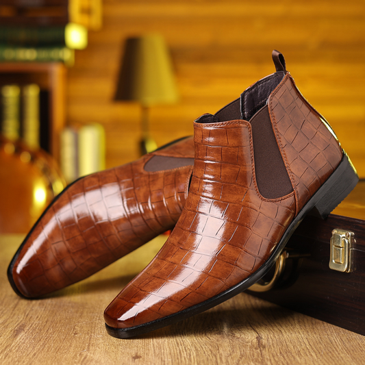 Men's Croc-Embossed Chelsea Boots
