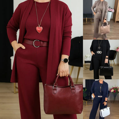 Women's Longline Cardigan, Top & Pants Set