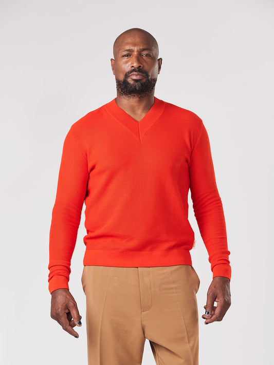Men's Cashmere-Cotton V-Neck Sweater